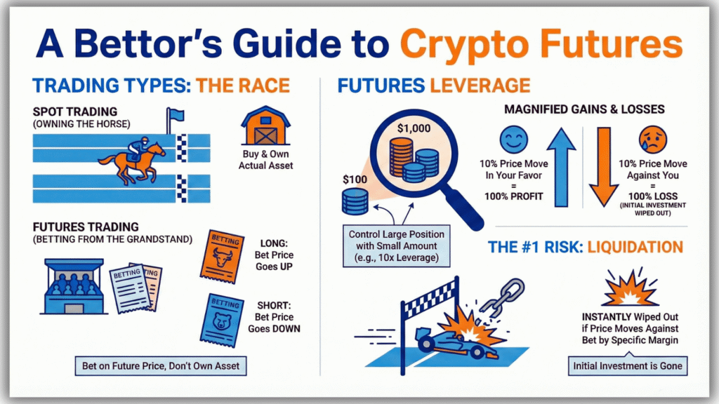 Business models for crypto futures trading infographic, highlighting leverage in institutional SHIB derivatives